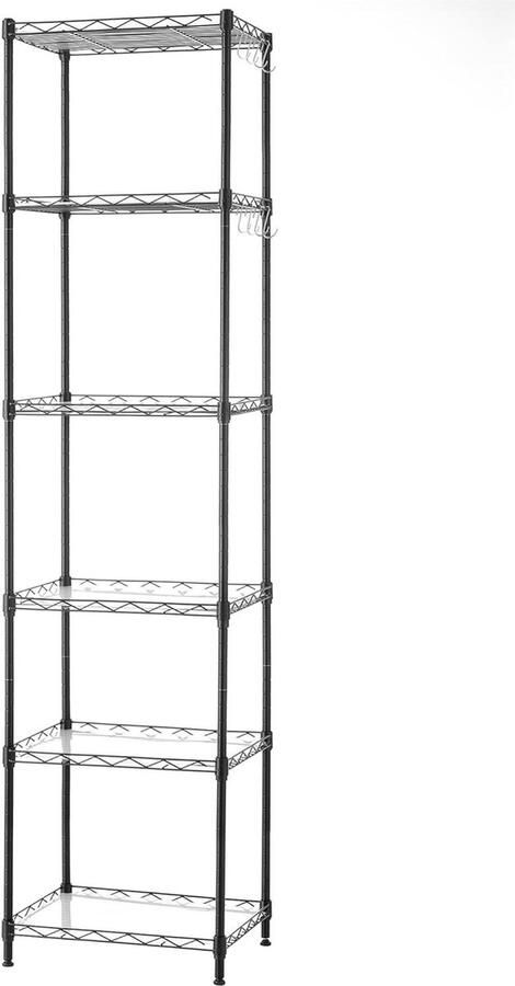 Keukenplank 6 niveaus in hoogte verstelbaar Metaal Roosterplank PP kunststof platen 8 S-haken 120 kg belastbaar Zwart bathroom shelf wood