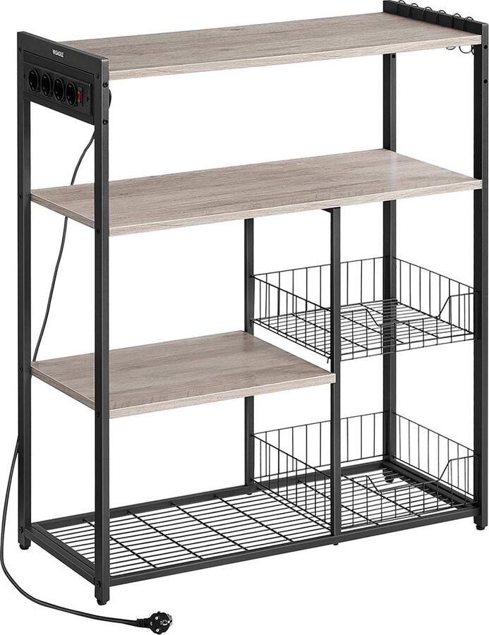 Rootz Living Rootz Taartrek Gelaagde standaard Keukenorganizer Spaanplaat en staal 35 cm x 80 cm x 93 5 cm Greige gevlekte inkt zwart 12 6 kg