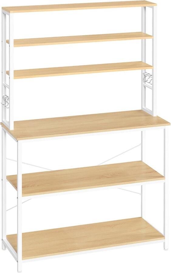 Kitchen Shelf Industrial Design White -Brown Sturdy & Spacious Storage 40 x 100 x 167 cm