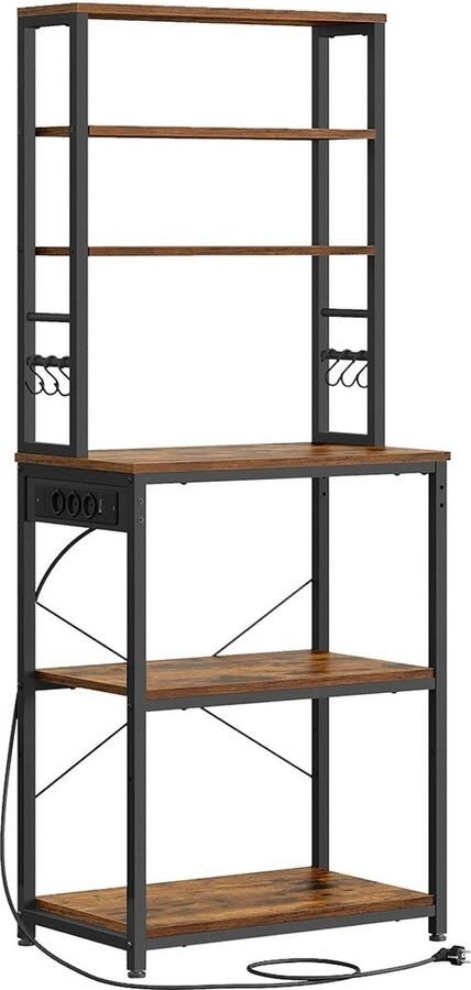 Vintage Bruin & Inktzwart Keukenrek Opbergrek Spaanplaat Staal Max. Belasting 54 4 kg 40cm x 80cm x 167cm