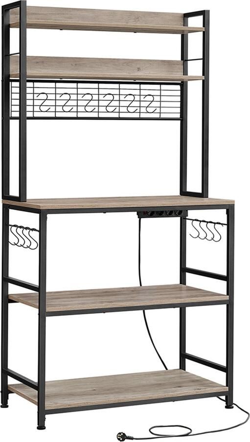 Woon Wereld Keukenplank met stopcontacten grijszwart