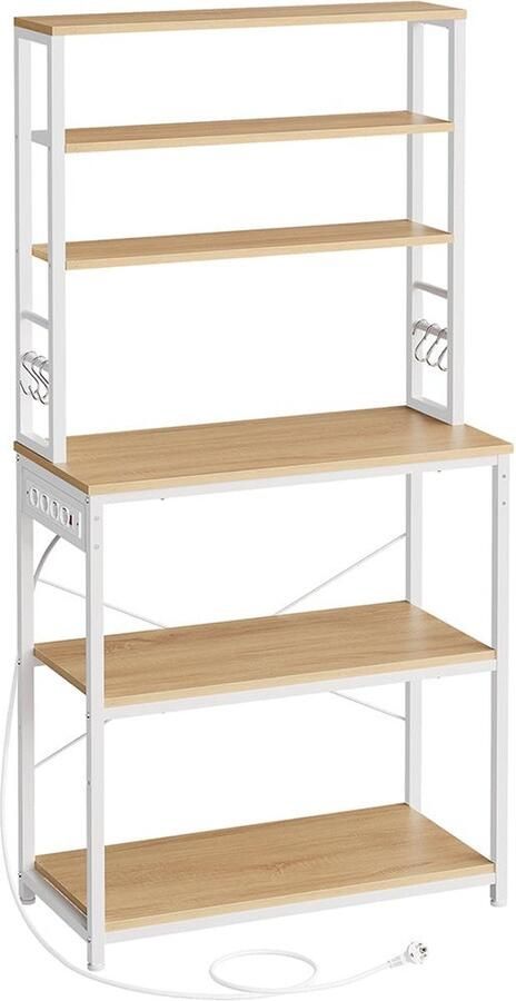 Rootz Living Rootz Keukenplank met Stopcontacten Golden Oak Cloud White Spaanplaat Staal 40cm x 80cm x 167cm Modern opbergmeubel 21 2kg