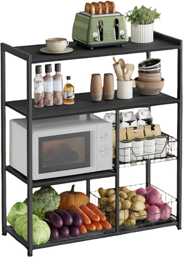 Kitchen Shelf Standing Shelf Bakery Shelf Sturdy Organization 35 x 80 x 93.5 cm