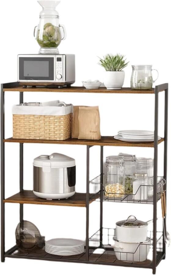 Keukenplank staande plank bakkerijplank vintage stijl duurzaam ijzer en hout 80 cm x 35 cm x 95 cm