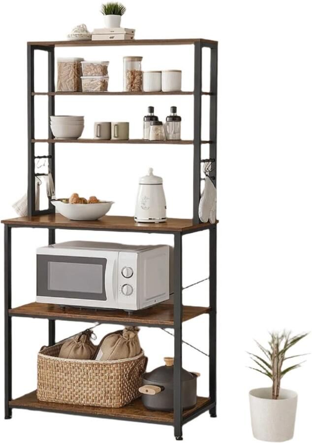 Kitchen Shelf Standing Shelf Microwave Shelf Space-Saving Storage 80 x 40 x 167 cm