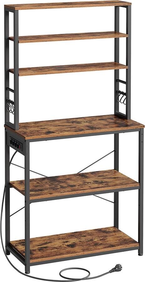 Woon Wereld Keukenplank Vintage met Stopcontact Stijlvol en Praktisch Goud Eiken Kleur