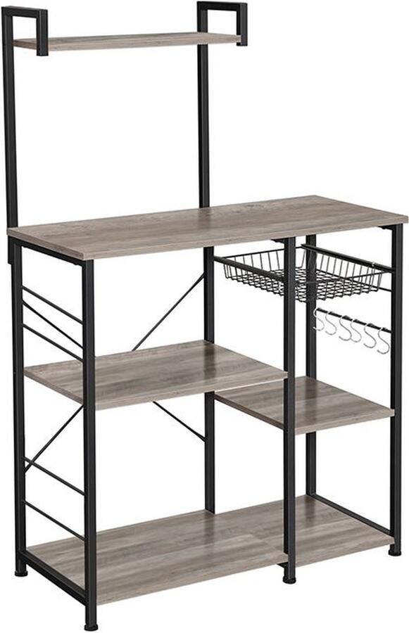 Rootz Living Rootz Keukenrek Industrieel Design Keukenrek Keukenorganisatie Keukenopslag Hoekkeukenrek Keukenrekken Keukenrekideeën Greige-Zwart 90 x 40 x 132 cm (L x B x H)