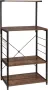 THA Manzibo Keukenrek Vintage Keukenkast Opbergkast 4 Planken Lagen Boekenkast Wandkast Bruin Zwart Hout Metaal - Thumbnail 3