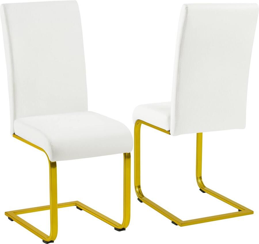 Keukenstoel set van 2 schommelstoelen met metalen onderstel eetkamerstoel bureaustoel schommelstoel gestoffeerde stoel woonkamerstoel tot 135 kg belastbaar wit