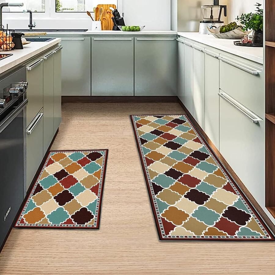 Keukentapijt set antislip en absorberend 2 stuks geometrisch