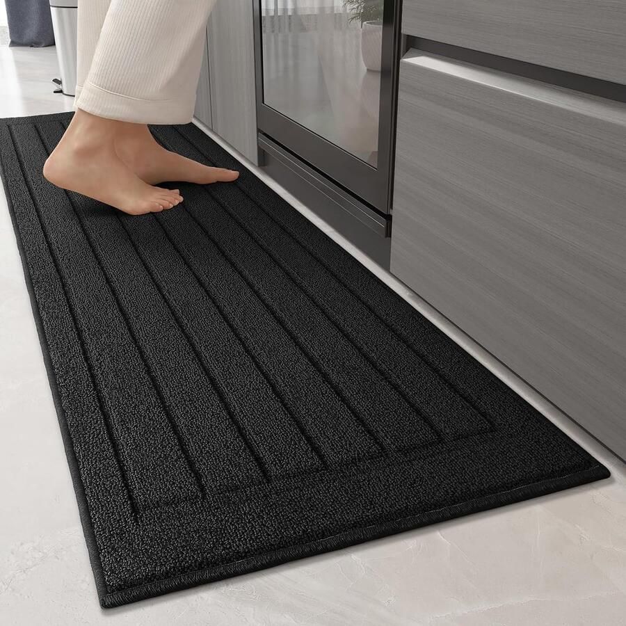 Keukentapijt wasbaar antislip 43 5 x 200 cm absorberend tapijt voor keuken woonkamer eetkamer zwart