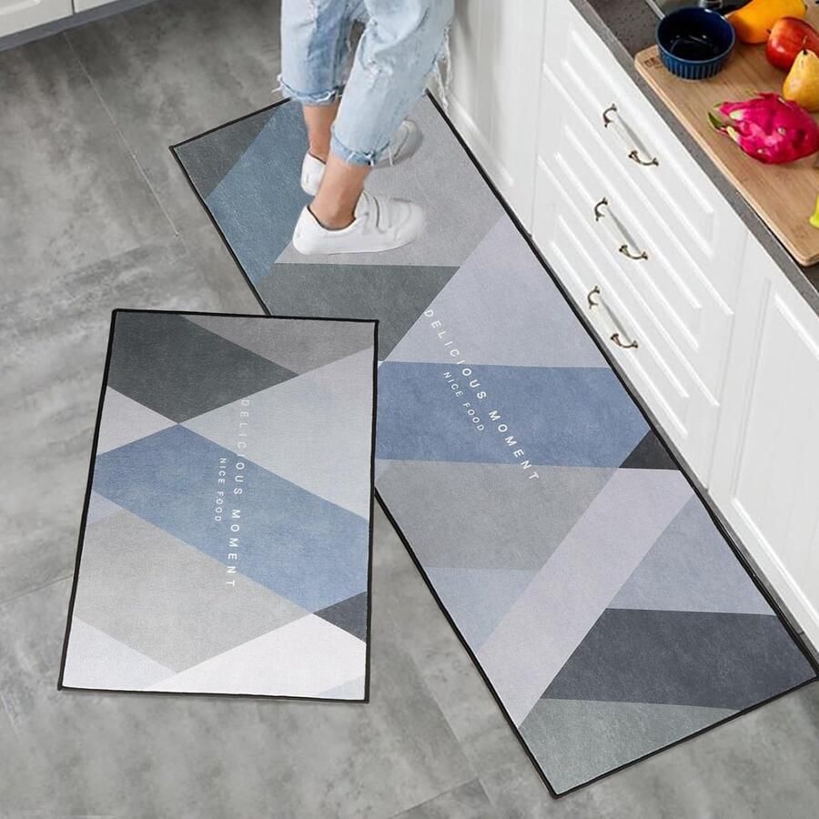 Keukentapijtset 2-delige antislip keukenmattenset wasbare keukenvloermat voor keuken entree halloperset wasbare lopers 43x75+43x150cm