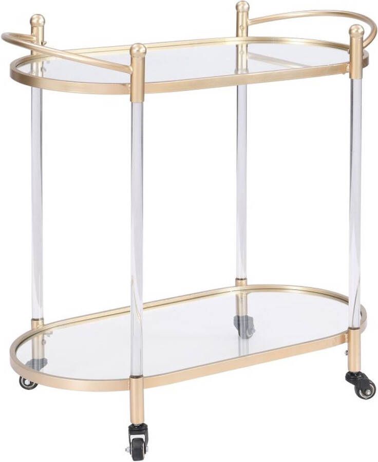 Vente-unique Keukentrolley op wieltjes van gehard glas en metaal Transparant en goud NOVINA L 76.5 cm x H 76 cm x D 42.5 cm