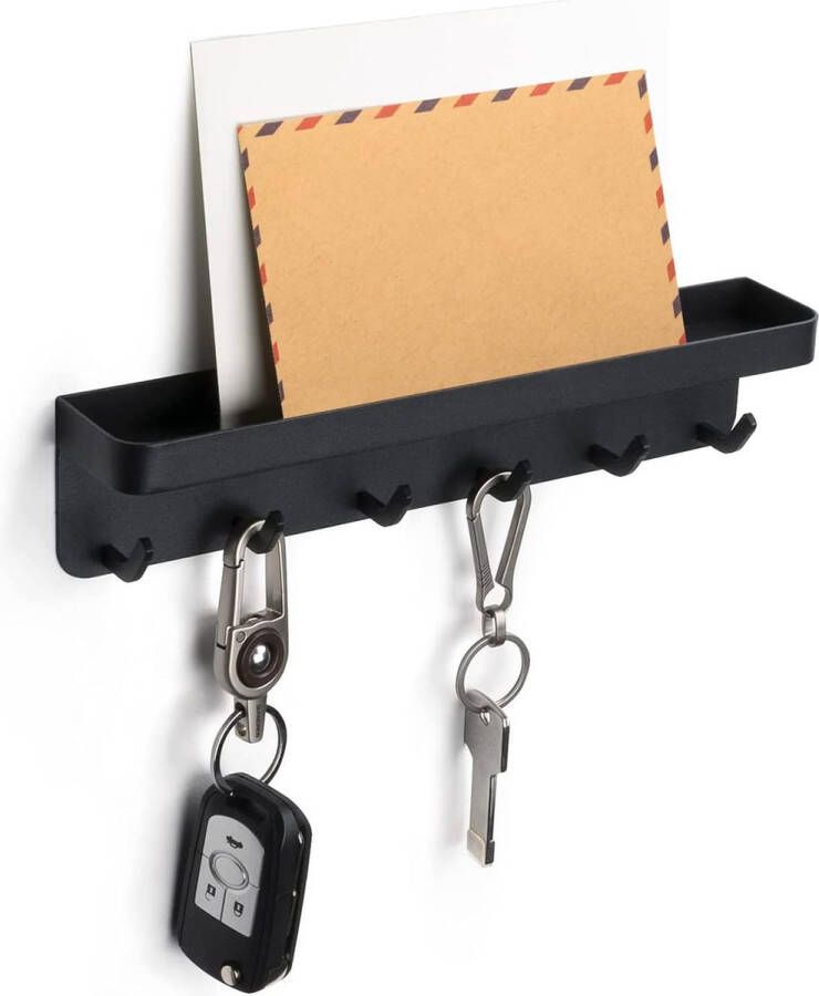 Key Holder Key Cabinet Modern Key Holder with 6 Hooks Key Holder Black Key Shelf Key Organiser Self-Adhesive as Key Board