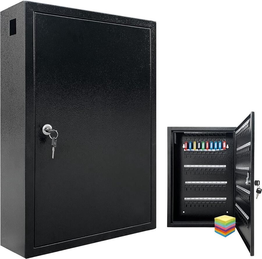 Key Lock Box kast met 100 haken wandmontage sleutel opbergdoos Key Organizer Locker Box Heavy Duty gegalvaniseerd stalen sleutelslot doos met 100 sleuteltags en labels Handig en Veilig opbergkastje