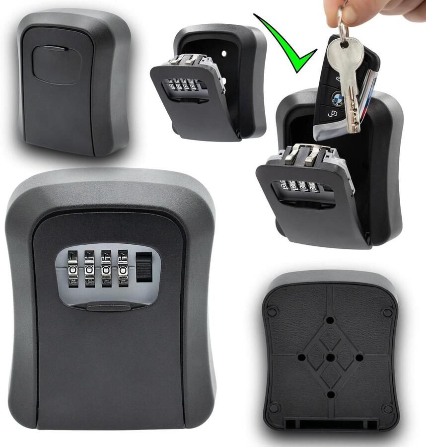 Key Safe Wall Mount Secure Metal Key Cabinet [Waterproof and Rust Resistant] [For Indoor and Outdoor Use] Includes Mounting Set 11.5 9.5 4 cm