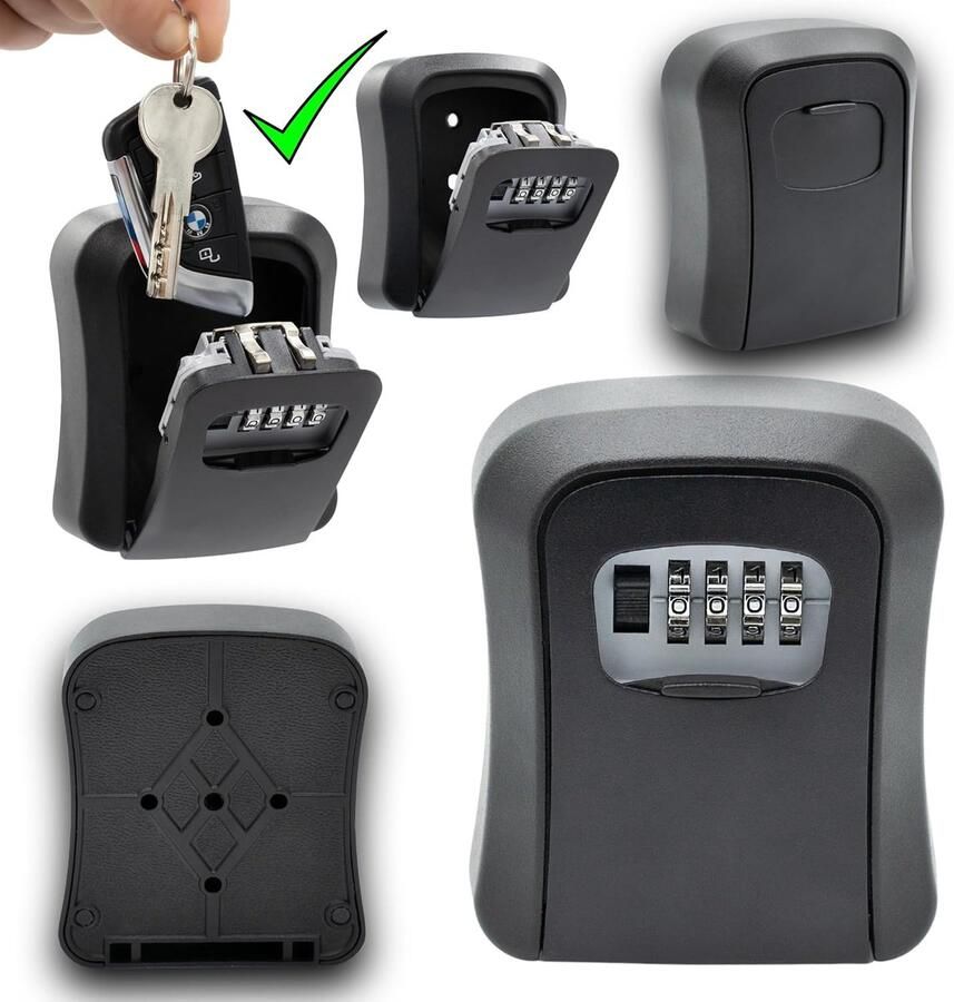 KeySafe Secure Metal Key Cabinet for Wall Mounting [Waterproof and Rust Resistant Indoor and Outdoor Use] Includes Mounting Set 11.5 9.5 4 cm