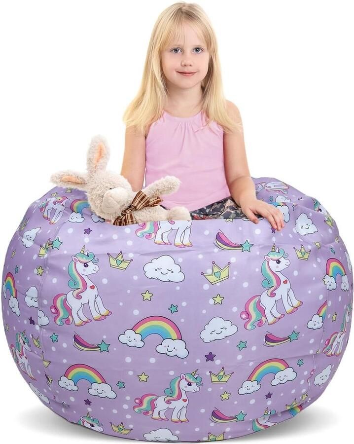 Kids Bean Bag Stoel-Cover Eenhoorn Grote Meisjes Indoor Outdoor Opslag voor Gevulde Dieren