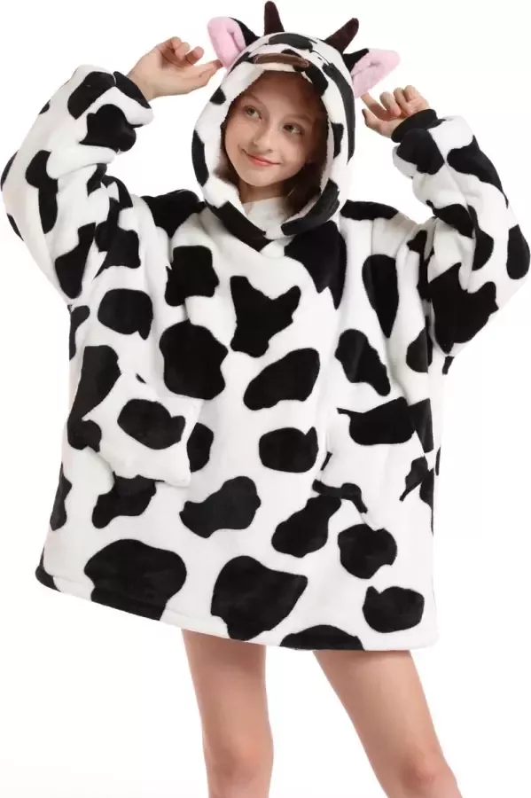 KIDS || Hoodie Blanket || oversized deken | capuchon deken || winter trui || Slaapkleding || Cow spots