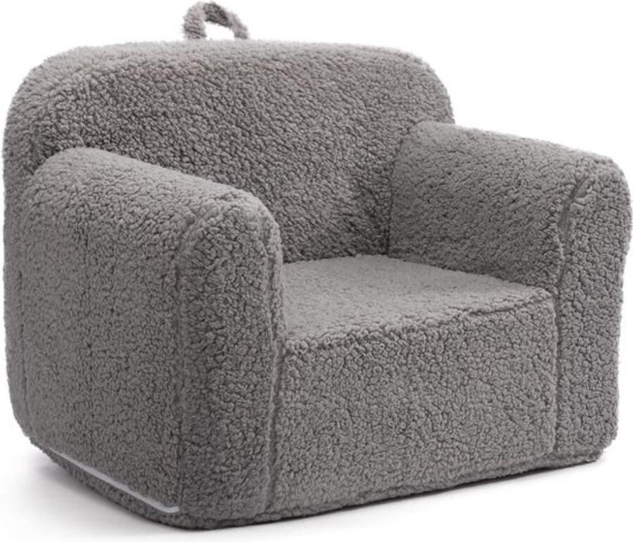 Kids Sofa Ultra Soft Foam Filled Kids Armchair Cozy Sherpa Reading Sofa for Girls and Boys Gray