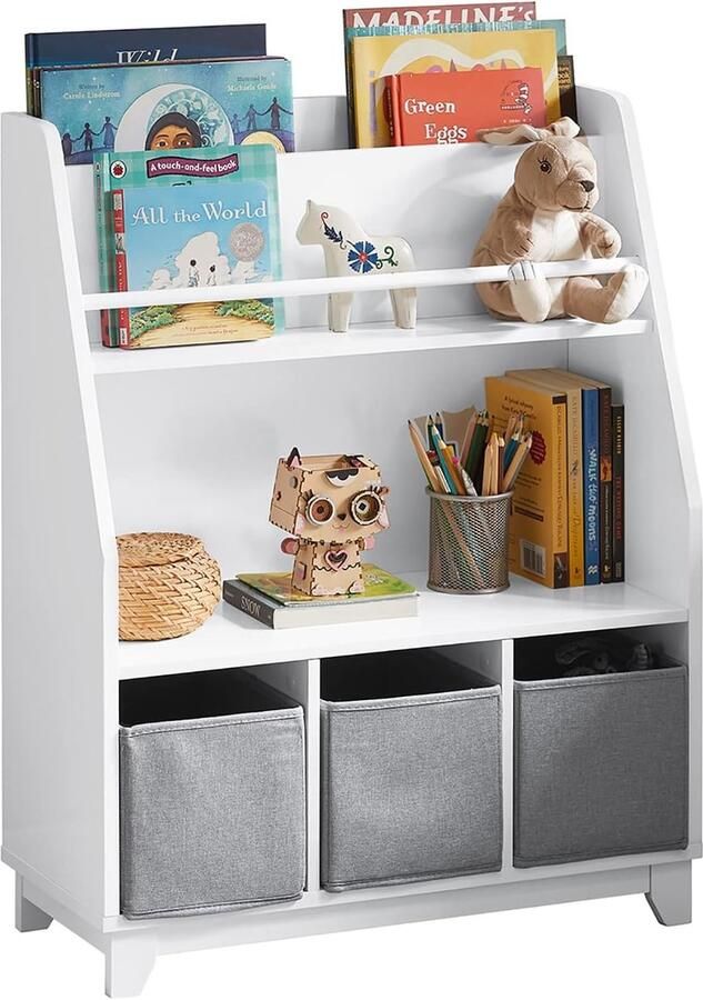 Kinder Boekenkast met Opbergvakken en Dozen voor Speelgoed