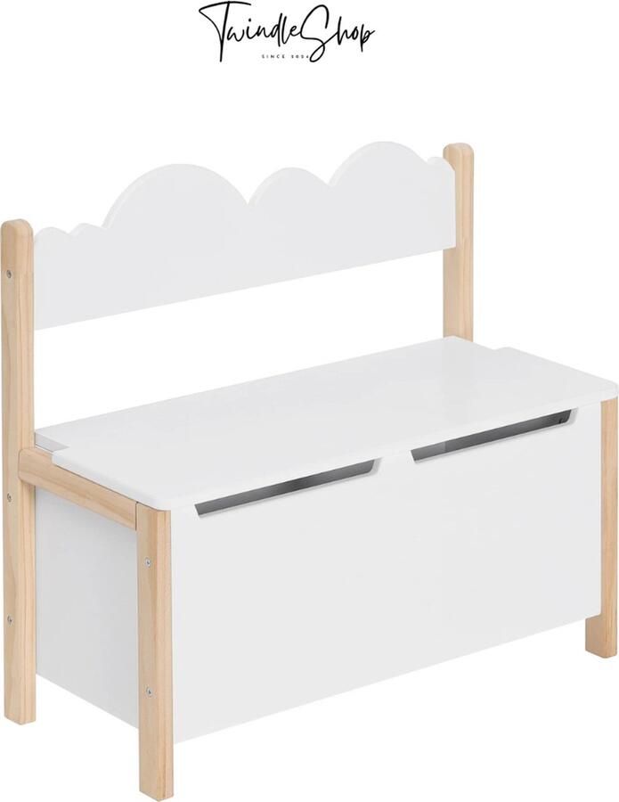 Woltu TwindleShop Woltu Kinderbankje Met Opbergruimte Speelgoedkist Speelgoedbank Opbergbankje Klepbankje Wit 60 x 25 5 x 55 cm (L x W x H)