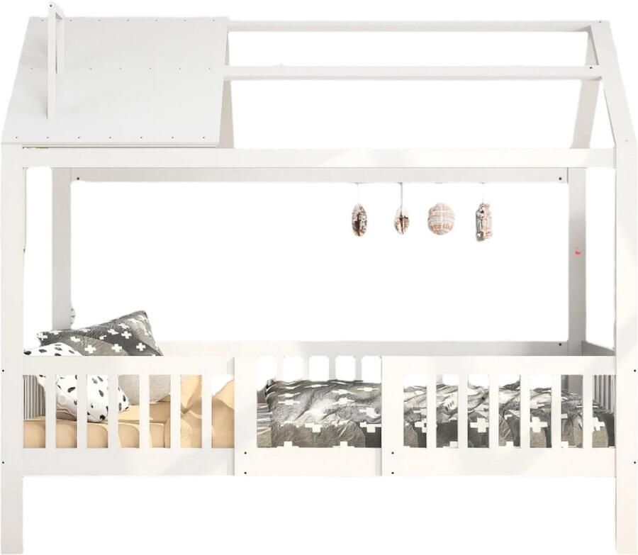 Kinderbed – Huisbed – Kinderbedden – Peuterbed – Houten Bed – 90x200 Cm – Valbeveiliging