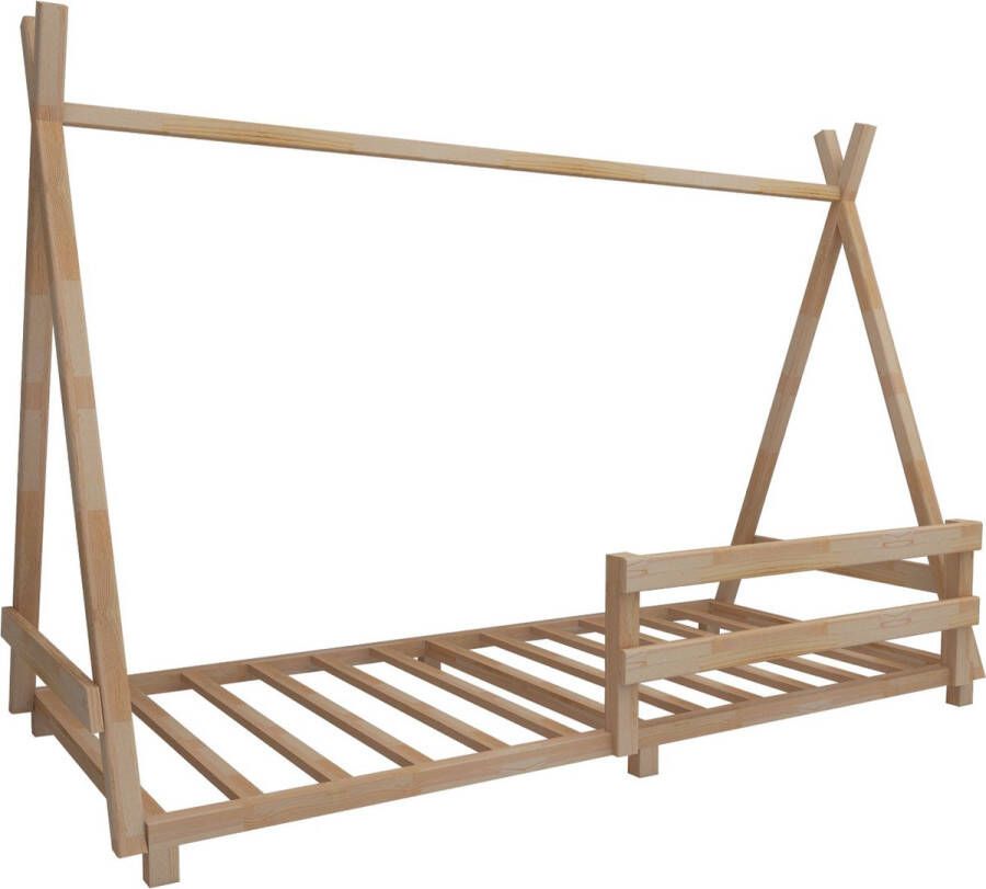 Kinderbed Huisje Natuurlijke Uitstraling 200x140x90cm Duurzaam Sparrenhout