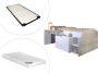 Kinderbed GISELE met bureau opbergruimte matras en bedbodem Wit & eiken 90 x 200 cm L 203 cm x H 90 cm x D 135 cm - Thumbnail 2