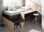 Kinderbed met opbergruimte en bureau LISON 90 x 190 cm Antraciet en eiken L 195 cm x H 110 cm x D 135 cm - Thumbnail 1