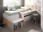 Kinderbed met opbergruimte en bureau LISON 90 x 190 cm Wit en eiken L 195 cm x H 110 cm x D 135 cm - Thumbnail 1