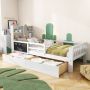 Kinderbed multifunctioneel kinderbed met laden en plank zonder matras wit 90*200cm - Thumbnail 1