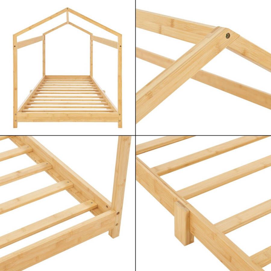 Unbranded Kinderbed Vinda Huisbed Bamboe Houtkleurig 90x200cm Voor Jongens Voor Meisjes Snelle Montage