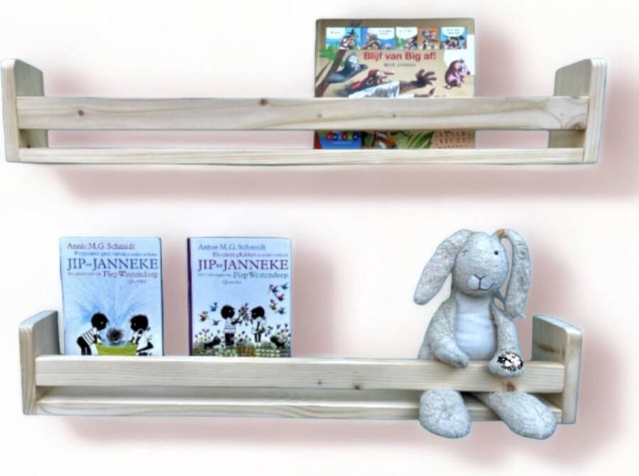 Kinderboeken wandplank- wandrek- boekenrek- hout- opbergplank