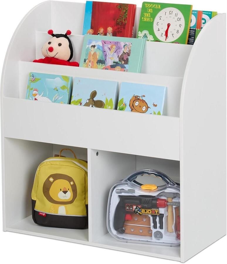 Kinderboekenkast 785 x 72 x 335 cm 5 open vakken voor boeken Opbergkast speelgoed Kinderkast wit