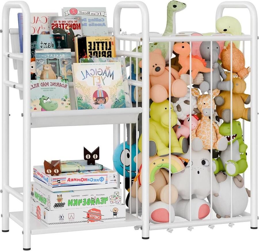 Kinderboekenplank en speelgoedopberger Boekenkast voor kinderen met 3 vakken Speelgoedrek voor kinderkamer Meubels voor het organiseren van boeken en kinderspeelgoed Wit