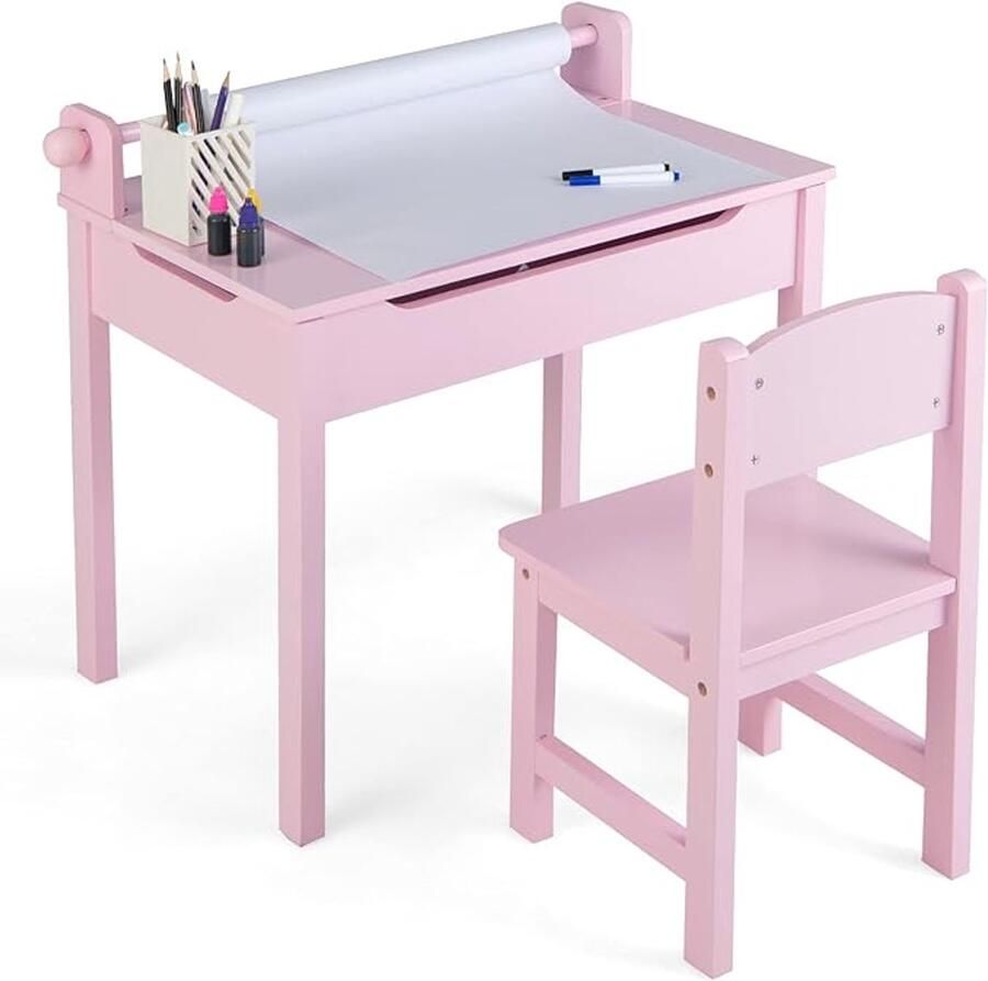 Kinderbureau Kindertafel Speeltafel Kindertafel met Stoeltjes Kindertafel en Stoeltjes Tekentafel roze