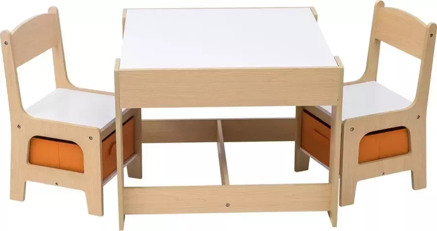 Kinderbureau Met 2 Stoeltjes Bureau voor Kinderen Tekentafel Knutseltafel Bruin Hout
