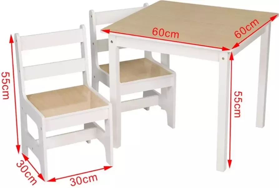 Kinderbureau Met 2 Stoeltjes Bureau voor Kinderen Tekentafel Knutseltafel Wit bruin