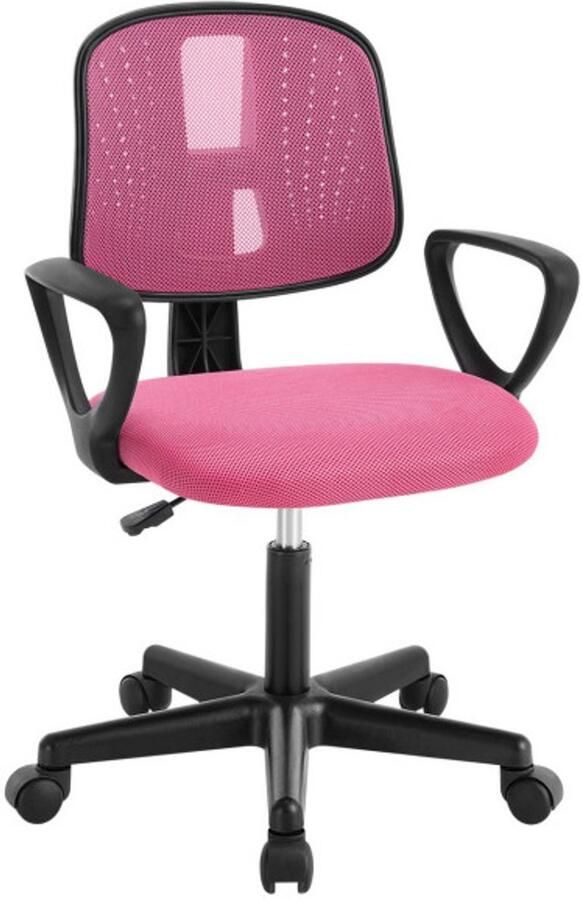 Warraich -Kinderbureaustoel bureaustoel kinderdraaistoel gemaakt van mesh-stof roze
