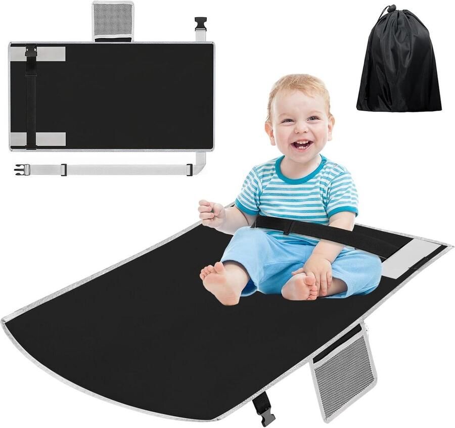 Allecto Plus Voetsteun voor kindervliegtuig Reisvoetsteun kinderen Draagbaar vliegtuig accessoire 79 x 44 cm Comfortabel vliegen met voetensteun