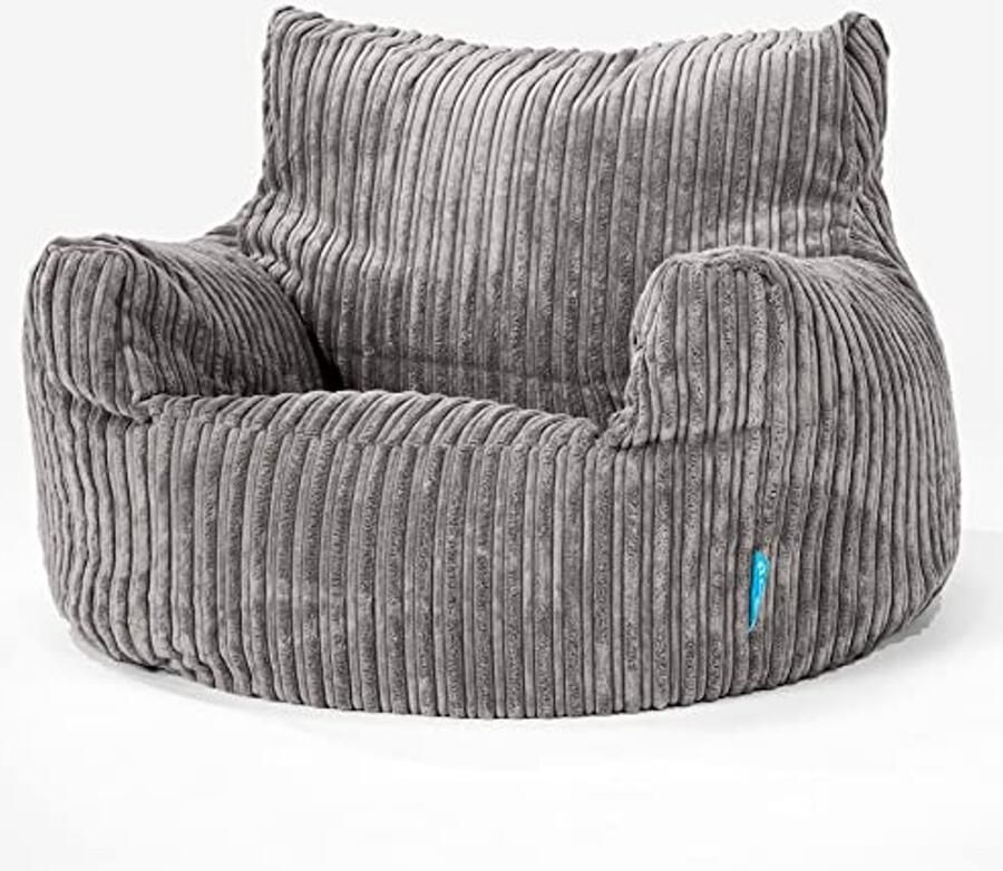 Kinderfauteuil Zitzak voor Jongens en Meisjes Corduroy Graphite Grijs