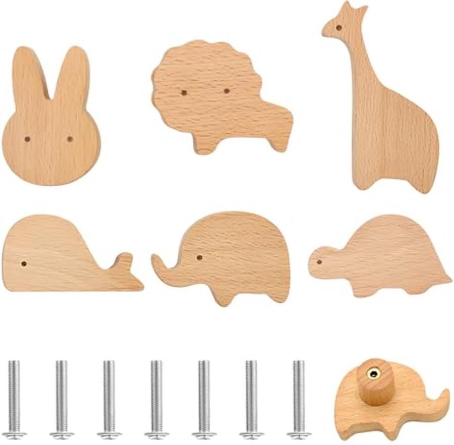Kinderkamer Kastknoppen Dierenvorm 6 Stuks Houten Lade Grepen