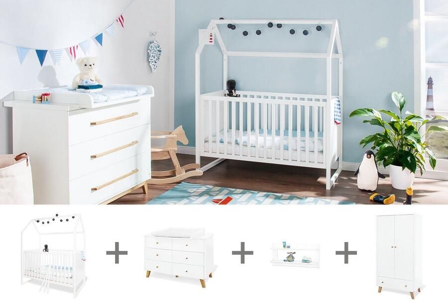 Rootz Living Rootz Kinderkamerset 'Hilda & Pan' Kindermeubilair Kinderkamersuite Ombouwbaar huisbed opbergoplossingen 147 cm x 82 cm x 175 cm