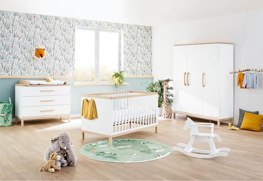 Rootz Living Rootz Kinderkamerset 'Light' 3-delig meubelensemble ledikant commode kledingkast veelzijdig massief grenen L 145 cm x B 150 cm x H 190 cm