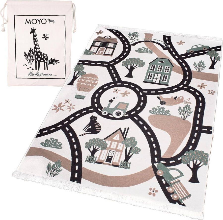 Kinderkamertapijt Omkeerbaar vloerkleed van 100% gerecycled garen perfect voor kinderkamerdecoratie hoog katoengehalte kindertapijt straattapijt (170 x 120 cm)