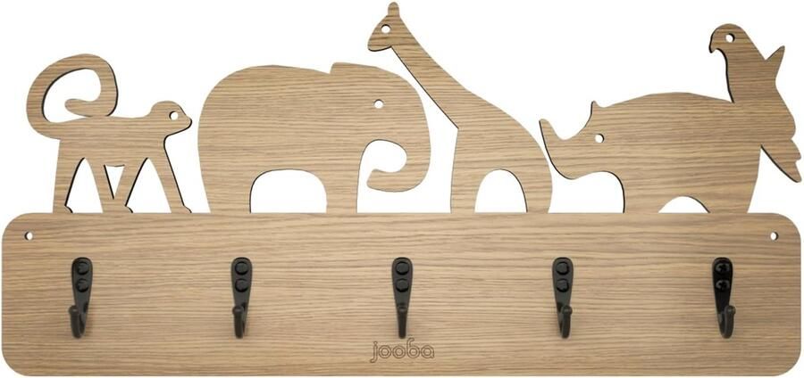 Kinderkapstok met Bosdieren Duurzaam en Praktisch 1 stuk Houtkleur Eiken MDF