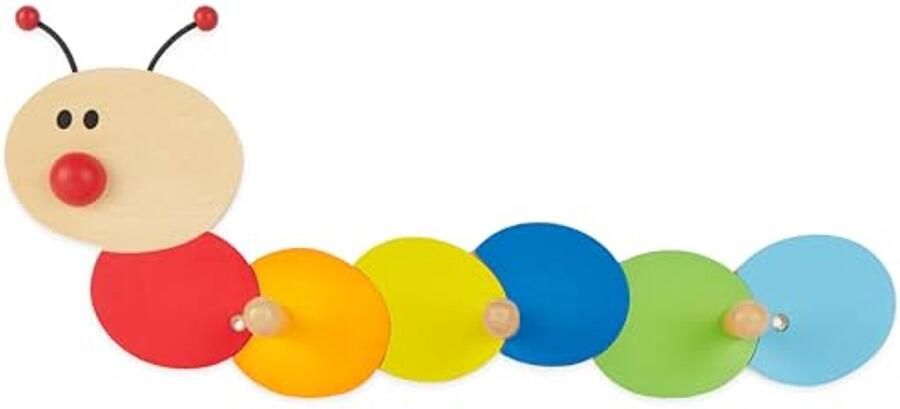 Kinderkapstok Rups Houten Wandkapstok met 3 Haken voor Kinderen