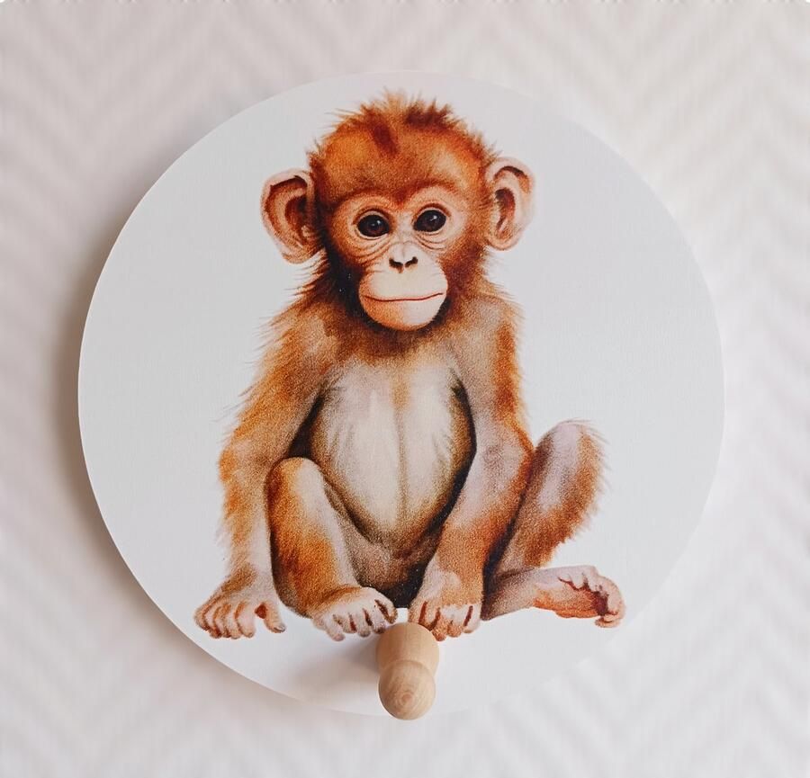 Kinderkapstok safari aap-kapstok-kinderkamer-decoratie-babykamer-jungle