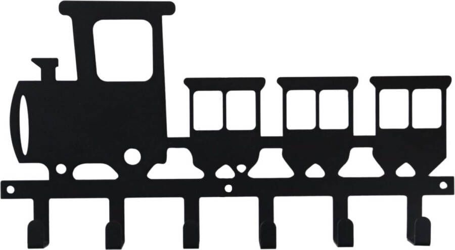 Kinderkapstok Trein 6 Haakjes 34 cm Staal Wandkapstok voor Kinderen Inclusief Bevestigingsmateriaal